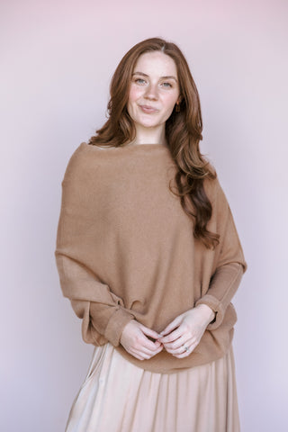 LEE&BIRCH CAMEL ASYMMETRICAL SWEATER