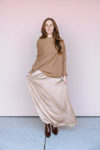 LEE&BIRCH CAMEL ASYMMETRICAL SWEATER