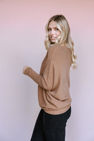 LEE&BIRCH CAMEL ASYMMETRICAL SWEATER