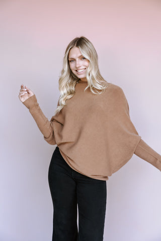 LEE&BIRCH CAMEL ASYMMETRICAL SWEATER