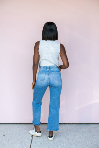 SAIGE DENIM HIGH RISE STRAIGHT CROP