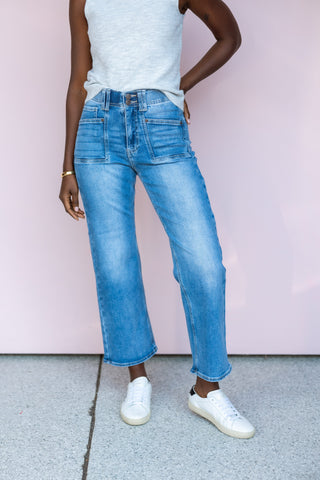 SAIGE DENIM HIGH RISE STRAIGHT CROP