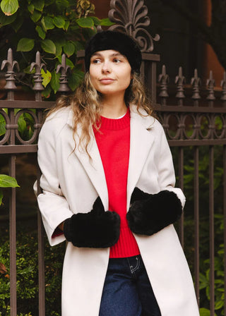 ALICE & WONDER BLACK FUR MITTENS