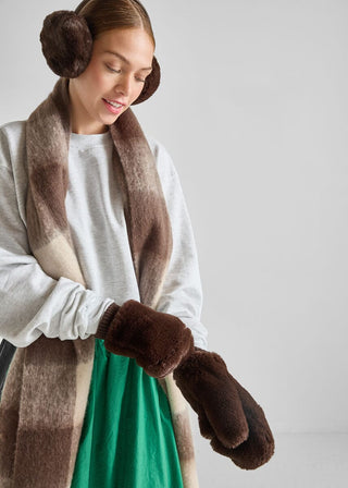 ALICE & WONDER CHOCOLATE FUR MITTENS