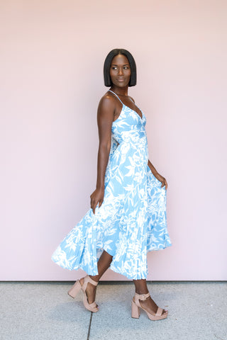 ASTR THE LABEL BLUE BLYTHE DRESS
