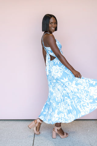 ASTR THE LABEL BLUE BLYTHE DRESS