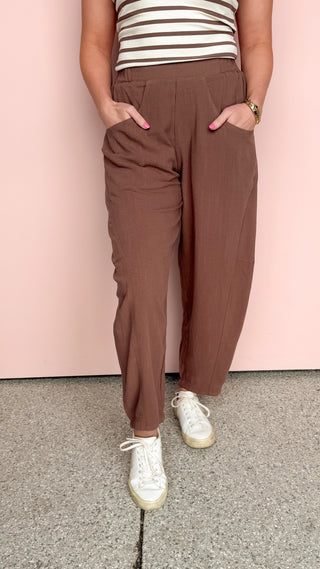 BLUE IVY COCOA LEAH BARREL PANTS