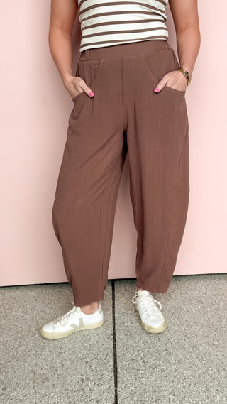 BLUE IVY COCOA LEAH BARREL PANTS