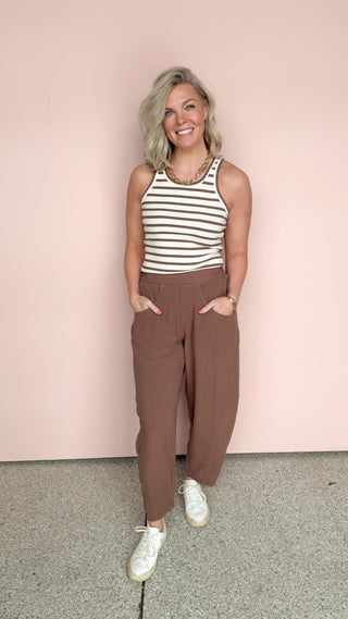 BLUE IVY COCOA LEAH BARREL PANTS