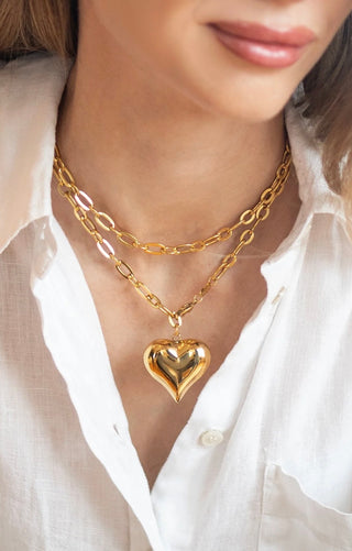 BRENDA GRANDS JEWELRY BIG PUFFY HEART NECKLACE