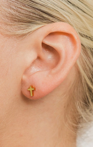 BRENDA GRANDS JEWELRY DAINTY CROSS STUDS