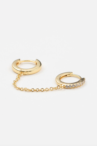BRENDA GRANDS JEWELRY DOUBLE HUGGIE WITH CHAIN