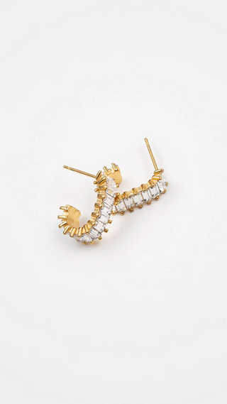 BRENDA GRANDS JEWELRY GOLD SQUARE DIAMOND HOOPS