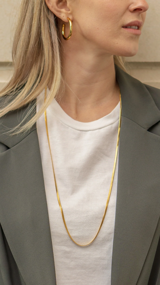 BRENDA GRANDS JEWELRY HERRINGBONE LONG NECKLACE
