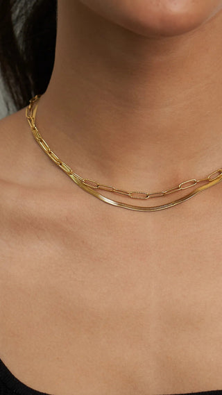 BRENDA GRANDS JEWELRY HERRINGBONE PAPERCLIP NECKLACE