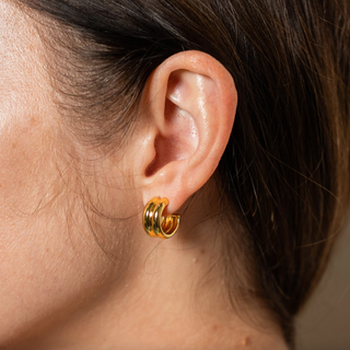 BRENDA GRANDS JEWELRY MINI TWIN GOLD HOOPS