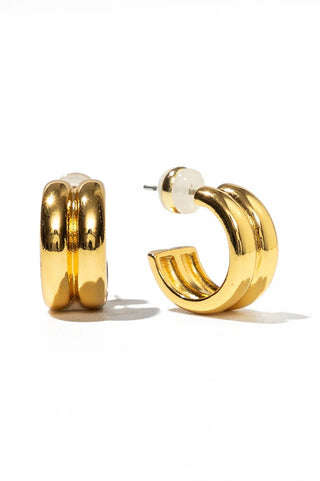 BRENDA GRANDS JEWELRY MINI TWIN GOLD HOOPS