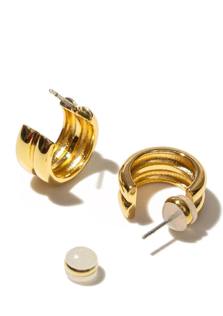 BRENDA GRANDS JEWELRY MINI TWIN GOLD HOOPS
