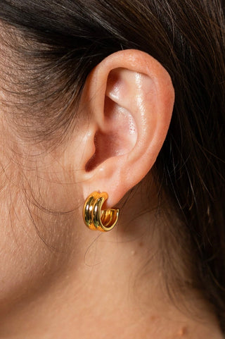 BRENDA GRANDS JEWELRY MINI TWIN GOLD HOOPS