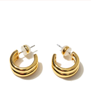 BRENDA GRANDS JEWELRY MINI TWIN GOLD HOOPS