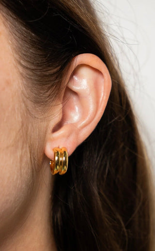 BRENDA GRANDS JEWELRY MINI TWIN GOLD HOOPS