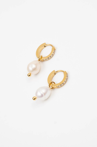 BRENDA GRANDS JEWELRY PEARL DROP HUGGIES