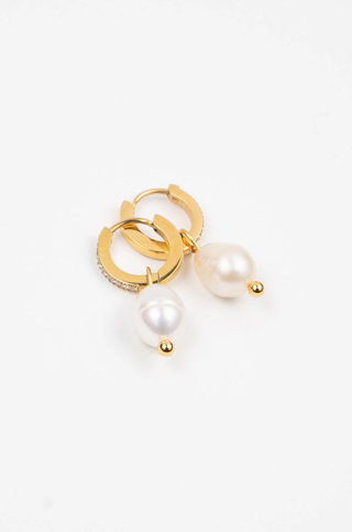 BRENDA GRANDS JEWELRY PEARL DROP HUGGIES