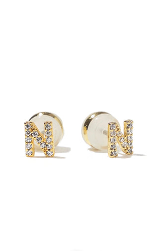 BRENDA GRANDS JEWELRY SHINY INITIAL STUDS
