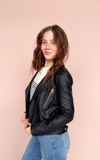 CLARA SUNWOO LIQUID LEATHER MOTO JACKET
