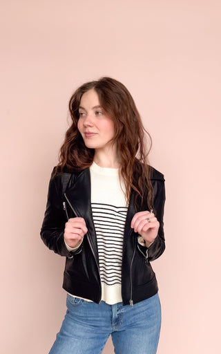 CLARA SUNWOO LIQUID LEATHER MOTO JACKET