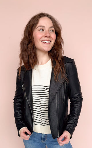 CLARA SUNWOO LIQUID LEATHER MOTO JACKET