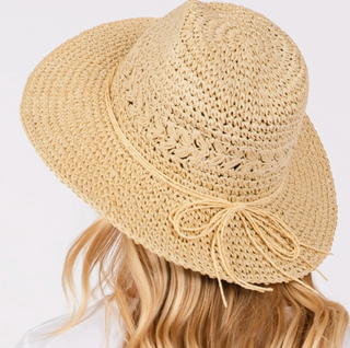 FAME ACCESSORIES BEIGE CROCHET SUN HAT