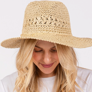 FAME ACCESSORIES BEIGE CROCHET SUN HAT