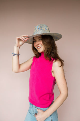 FAME ACCESSORIES BLUE CHECK SUN HAT