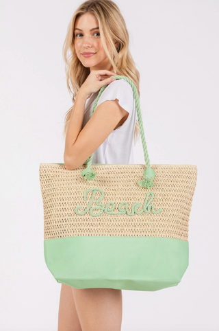 FAME ACCESSORIES GREEN BEACH TOTE