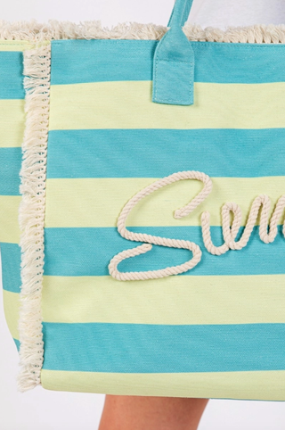 FAME ACCESSORIES STRIPE SUMMER TOTE