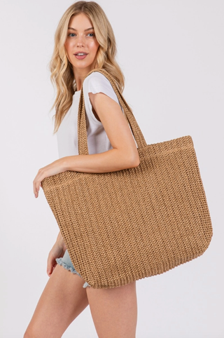 FAME ACCESSORIES TOASTED CROCHET TOTE