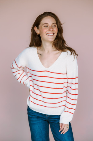 GENTLE FAWN STRIPE TUCKER SWEATER