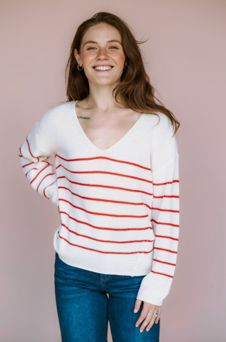 GENTLE FAWN STRIPE TUCKER SWEATER
