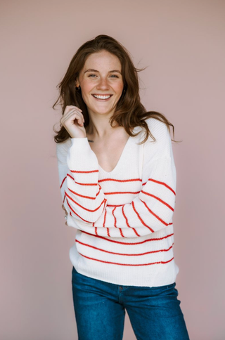 GENTLE FAWN STRIPE TUCKER SWEATER