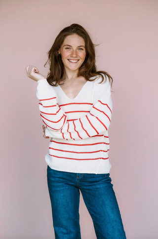 GENTLE FAWN STRIPE TUCKER SWEATER