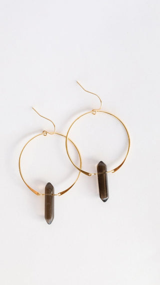JAX KELLY SMOKY QUARTZ HOOP EARRINGS