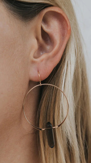 JAX KELLY SMOKY QUARTZ HOOP EARRINGS