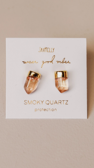 JAX KELLY SMOKY QUARTZ POINT EARRINGS