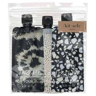 KITSCH BLK/IVORY REFILLABLE TRAVEL POUCHES