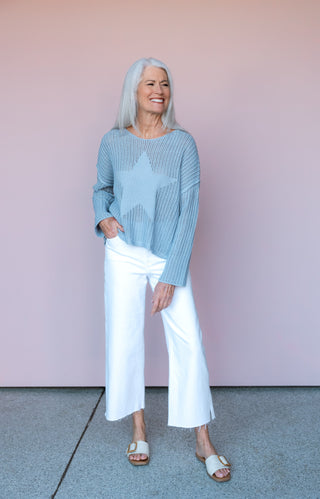 KLD. SIGNATURE STAR CROCHET SWEATER