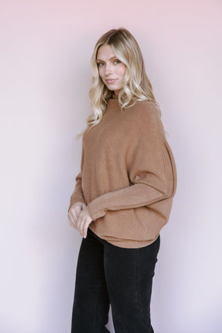 LEE&BIRCH CAMEL ASYMMETRICAL SWEATER