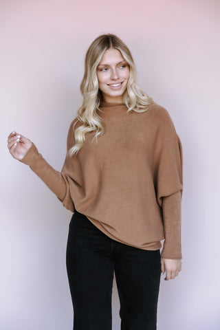LEE&BIRCH CAMEL ASYMMETRICAL SWEATER