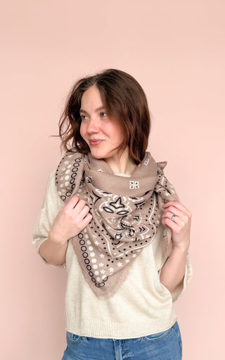 LINETA BEIGE BANDANA SCARF