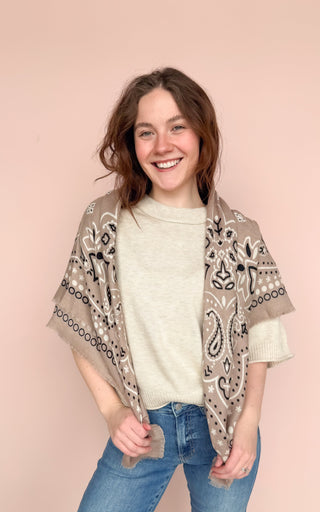 LINETA BEIGE BANDANA SCARF